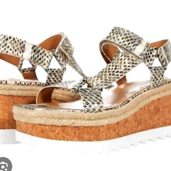 Marc Fisher Snakeskin Wedge SandalsMarc Fisher Wedges Women's Sandals 7.5 Leathe - Picture 1 of 10